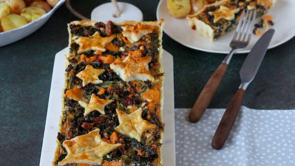 Groentetaart met geroosterde aardappel